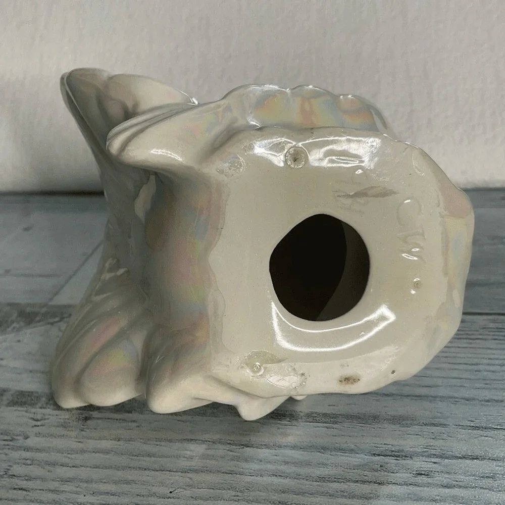 VTG Bird Pigeon Figurine White Dove w Mother of Pearls Glaze‎ 4.5